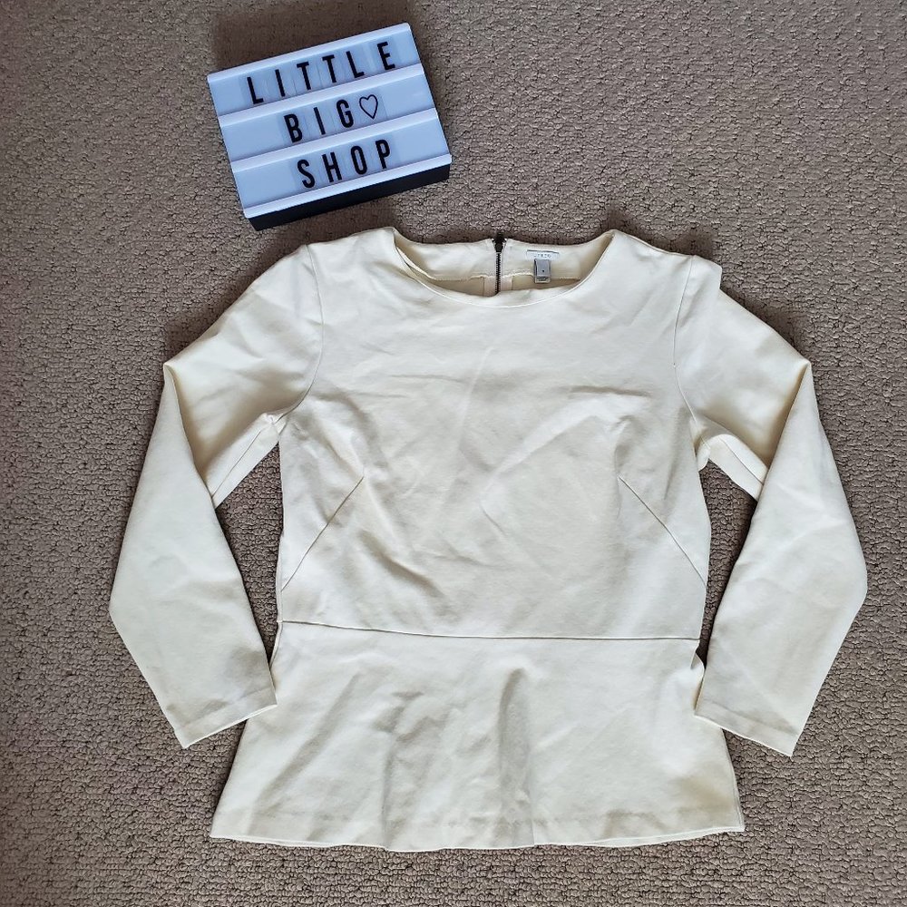 J. Crew Ponte Peplum Top in Cream Size S